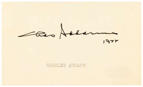 THE ADDAMS FAMILY CREATOR CHARLES ADDAMS SIGNED CARD.
