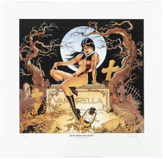 DAVE STEVENS SIGNED VAMPIRELLA "BACK FROM THE GRAVE" ART PRINT. | Hake’s
