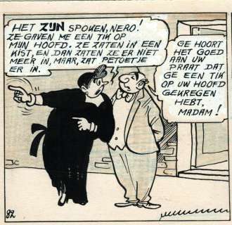 Nero 22 - Originele pagina - Pol de Pijpegeest - Page volante - O.I. couleur d’encre et de tache bleue - (1954) | Catawiki