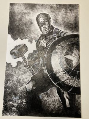 CAPTAIN AMERICA ENDGAME THOR AVENGERS PAINTING 11x17 Original Art | eBay US (Buy It Now)