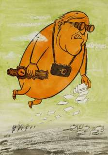 Eryk Lipiński (1908 - 1991) | Eryk Lipiński | Mężczyzna z barometrem, ilustracja satyryczna do czasopisma "Szpilki", 1956 | Desa Unicum