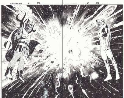 Alan Davis, Mark Farmer - thanos: the infinity conflict #2 pgs. 92 & 93 - galactus and the living tribunal dps - 2018 double signed