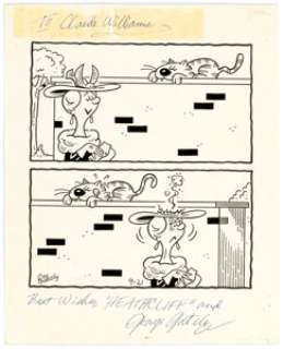 George Gately - Heathcliff Daily Comic Strip Inscribed Original Art dated 9-21-73 (McNaught Syndicate, 1973).