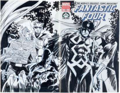 Various Comic Artists Sketches (Name Artists) | Emma Rios Fantastic Four #600 Hero Initiative Edition Sketch Cover Original Art Signature Series (Marvel, 2012) CG... | Heritage