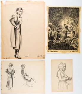 Finlay, Virgil | Virgil Finlay - Various Illustrations Original Art Group of 6 Pieces (c. 1931-50s).... (Total: 6 Original Art) | Heritage