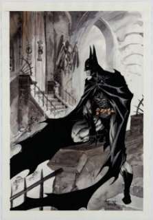 Unidentified artist - superhero sketches - Saverio Tenuta - Batman Painting Original Art (2001)....