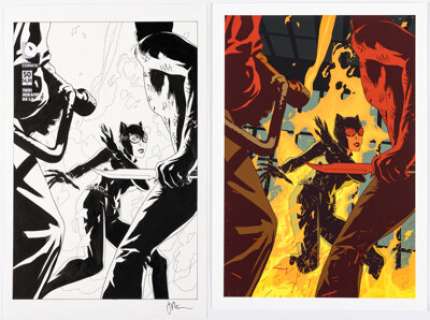 Middleton, Joshua - Joshua Middleton Catwoman #50 Cover Original Art and Color Print group at 2 (DC, 2016).... (Total: 2 Original Art)
