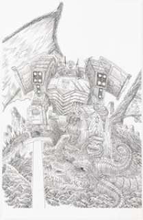 Stokoe, James - James Stokoe Transformers: King Grimlock #4 Retailer Incentive Variant Cover Original Art (IDW, 2021)....