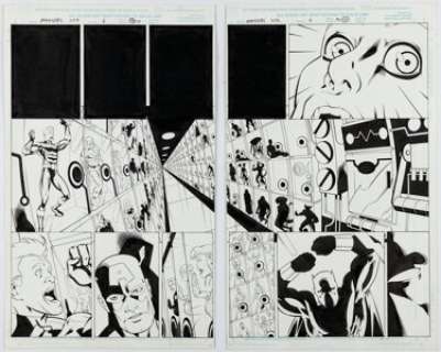 Derec Aucoin and Walden Wong Avengers United They Stand #6 Double Page Spread 9-10 Original Art (Marvel, 2000). (Total: 2 Original Art)