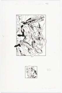 Randy Green 1995 WildStorm Wetworks #77 "Claymore vs. WarBlade" Trading Card Illustration Original Art (WildStorm, 1995).