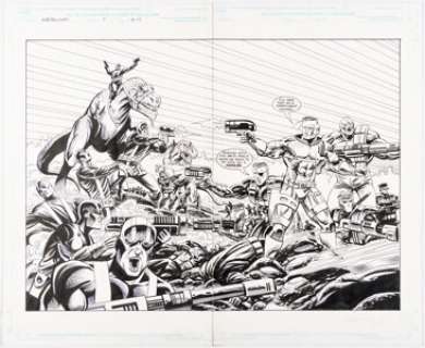 Andrew Currie and Robin Riggs Super Soldiers #7 Double Splash Pages 16-17 Original Art (Marvel UK, 1993).