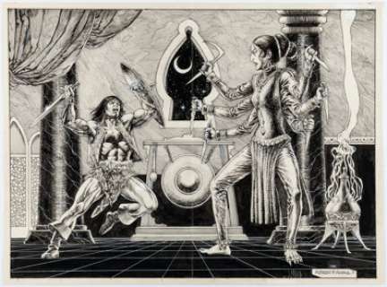 Alfredo Alcala Savage Sword of Conan #202 Double Page Pin-Up Original Art (Marvel, 1992). | Heritage