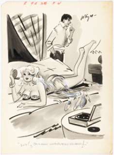 Bill Wenzel Gaze February-1958 Single Panel Gag Cartoon Illustration Original Art (Humorama, 1958).