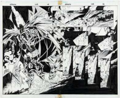 Angel Medina, Danny Miki, and others Spawn #125 Double Page Spread 14-15 Original Art (Image, 2003).
