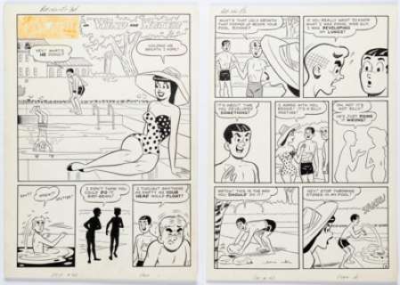 Dan DeCarlo and Rudy Lapick Pep #142 Complete 6-Page Story "Wind and Water" Original Art (Archie, 1960). (Total: 6 Original Art) | Heritage