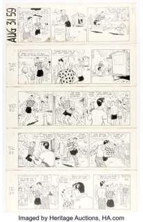 Frank King and Dick Moores Gasoline Alley Daily Comic Strips Original Art Group of 7 (Chicago Tribune Syndicate, 1959). (Total: 7 Original Art)