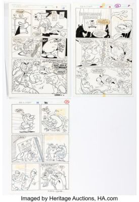 Darren Auck and others The Ren & Stimpy Show Story Pages Original Art Group of 3 (Marvel, 1995). (Total: 3 Items)