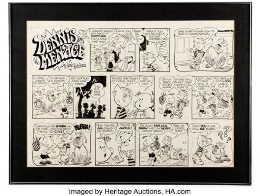 Hank Ketcham Dennis the Menace Sunday Comic Strip Original Art dated 6-8-75 (Field Newspaper Syndicate, 1975). | Heritage