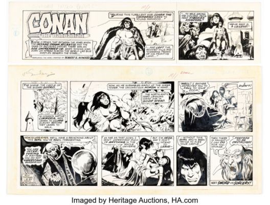 John Buscema Conan the Barbarian Sunday Comic Strip Original Art dated 10-1-78 (Register and Tribune Syndicate, 1978). (Total: 2 Original Art) | Heritage