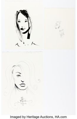 David Mack, Dave Sim, and Matt Busch - Kabuki, Cerebus, and Female Portrait Sketches Original Art Group of 3 (c. 2010-11). (Total: 3 Original Art)
