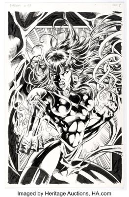 Mike Deodato Jr. and Emir Ribeiro Purgatori: Goddess Rising #3 Splash Page 1 Original Art (Chaos!, 1999).