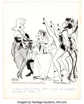 Don Flowers Glamour Girls Single Panel Comic Strip Original Art dated 8-22-63 (King Features Syndicate, 1963).