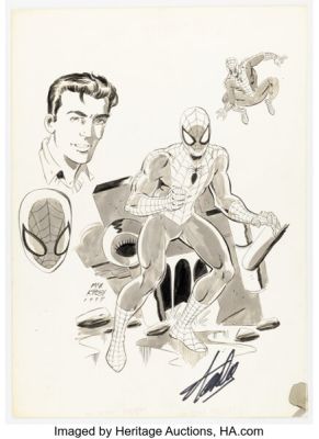 Anthony Castrillo (as Max Kirby) The Amazing Spider-Man #33 Homage Illustration Original Art signed by Stan Lee (1997).