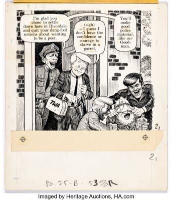 Harvey Kurtzman and Bill (Will) Elder Help! V2#4 (#16) "Adventures of Goodman Beaver - Chapter VI Goodman Gets a Gun" Story Page 1 Panel 2 Illustration Original Art (Warren, 1962). | Heritage