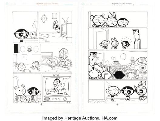 Christopher Cook and Mike DeCarlo The Powerpuff Girls #27 Story Pages 6 and 8 Original Art (DC, 2003). (Total: 2 Original Art)