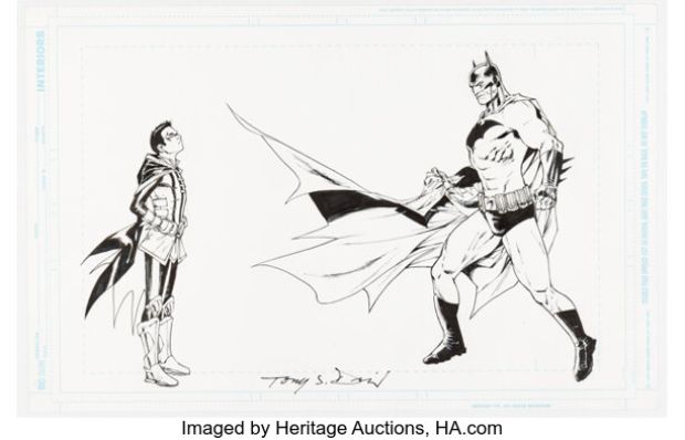 Tony Daniel - Batman and Robin COVID-19 Social Distancing Protocol Poster Preliminary Original Art (DC, 2020). | Heritage