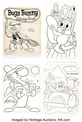 Harvey Eisenberg, Alfred Abranz, and others - Bugs Bunny, Yogi Bear, and others Coloring Book Illustrations Original Art and Production Stats Group of 30 (c. 1950s-60s). (Total: 30 Original Art) | Heritage