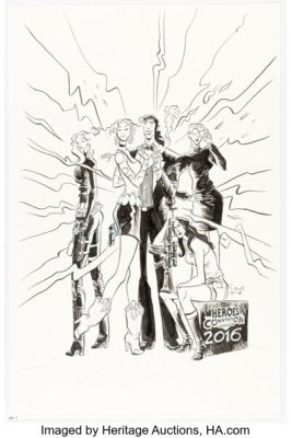 Fábio Moon Heroes Convention Charlotte 2016 Casanova Quinn Program Cover Original Art (Heroes Convention/Heroes Aren’t Hard to Find, 2016). | Heritage