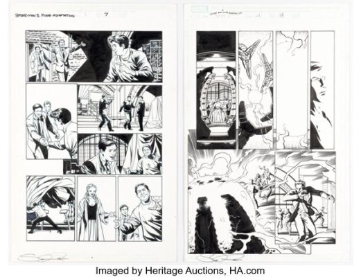 Staz Johnson, Ron Lim, and Scott Koblish Spider-Man 2: The Movie #1 Story Pages 7 and 13 Original Art (Marvel, 2004). (Total: 2 Original Art)