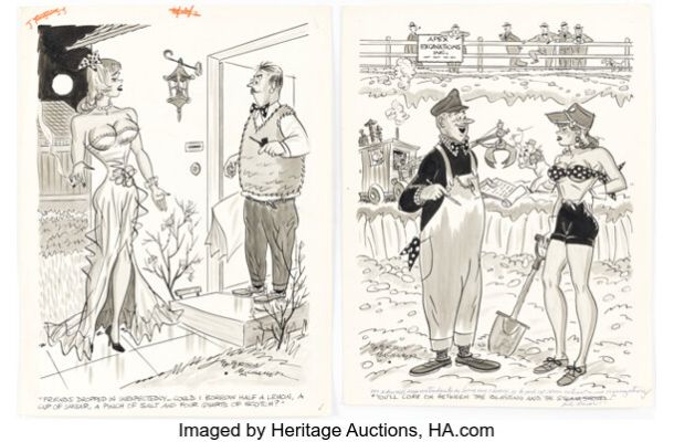 Jefferson Machamer - Humorama Single Panel Gag Cartoon Illustrations Original Art Group of 2 (Humorama, 1955/1964). (Total: 2 Items)