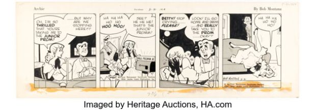 Bob Montana Archie Daily Comic Strip Original Art dated 5-31-54 (Archie, 1964). | Heritage