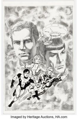 Mike Grell Star Trek / Legion of Super-Heroes #3 Variant Cover Original Art (DC/IDW, 2011). | Heritage
