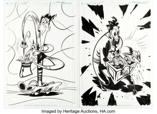 Scott Morse JLA-Z #3 Plastic Man Illustrations Original Art Group of 2 (DC, 2003-2004). (Total: 2 Original Art)