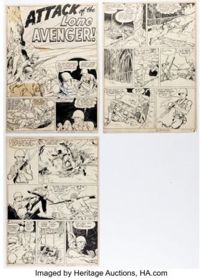 Arturo Cazeneuve War Victory Adventures #2 Partial Story Original Art Group of 3 (Harvey, 1943). (Total: 3 Items) | Heritage
