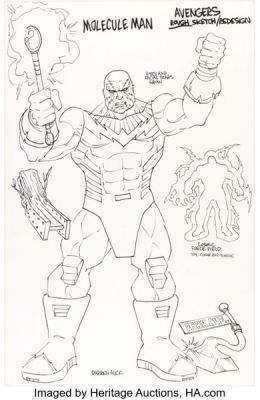 Darren Auck - Molecule Man Canceled Avengers Toy Project Character Redesign Sketch Original Art (c. 1990s). | Heritage