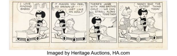 Ernie Bushmiller Nancy Daily Comic Strip Original Art dated 9-26-47 (United Feature Syndicate, 1947). | Heritage