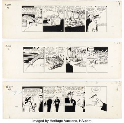 Chester Gould Dick Tracy Daily Comic Strips Original Art Group of 3 (Chicago Tribune, 1956). (Total: 3 Original Art) | Heritage
