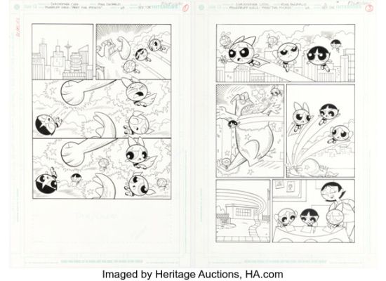 Christopher Cook and Mike DeCarlo The Powerpuff Girls #65 "Meet the Micros" Story Pages 1 and 3 Original Art (DC, 2005). (Total: 2 Original Art) | Heritage