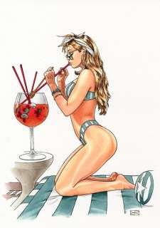 Chabane, Lounis - Dessin original couleur + Portfolio - Summertime - (2019) | Catawiki