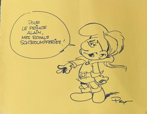 Peyo (1928-1992) Les... | Lot 188 - PEYO (1928-1992) Les schtroumpfs Immense dessin sur... | Neo Enchères