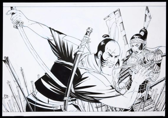 HUB - Okko, illustration... - Lot 144 - HUB - Okko, illustration à l‘encre de Chine réalisée...