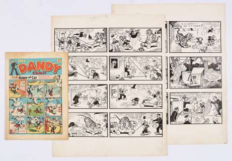 Our Gang original double-page artwork (1939) by Dudley Watkins from The Dandy No 67, March 11 | Comic Book Auctions ltd
