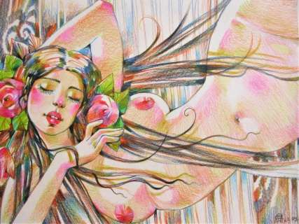 Nymphs - illustrazione originale inedita "Spring Air" - Loose page (2018) | Catawiki