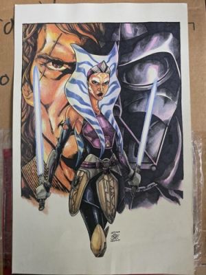 Star Wars Ahsoka And Anakin Original Sketch Art By Nestor Celario 13in X 8.5in | eBay US (Buy It Now)