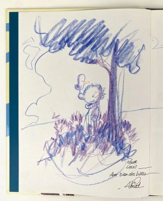 Alfred Belle Dédicace... | Lot 49 - ALFRED Belle dédicace pleine page sur l’album Octave... | Vermot et Associés