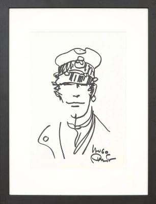 Hugo Pratt (1927-1995) | Lot 92 : Portrait de Corto Maltese Feutre sur papier, signé en bas à droite… | Fauve Paris